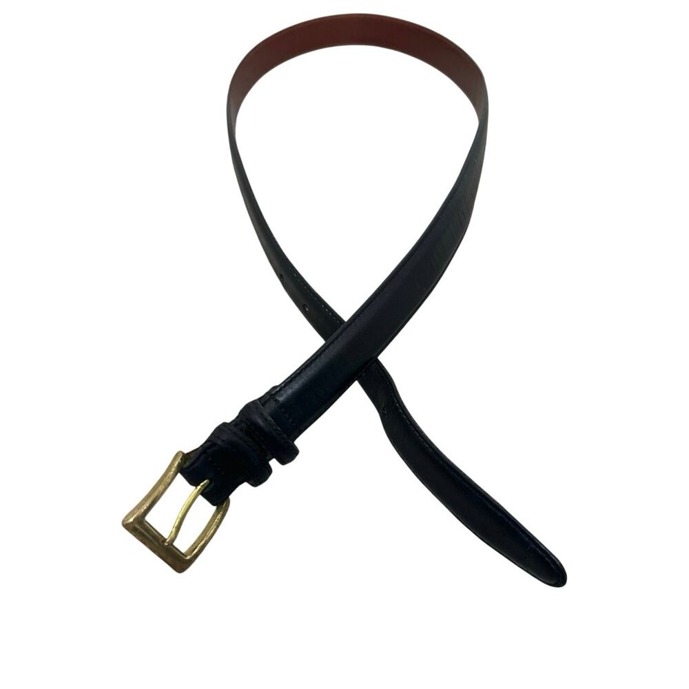 Vtg Coach 3883 Black Leather Brass Buckle Belt Made USA 36 Men Minimalist Preppy